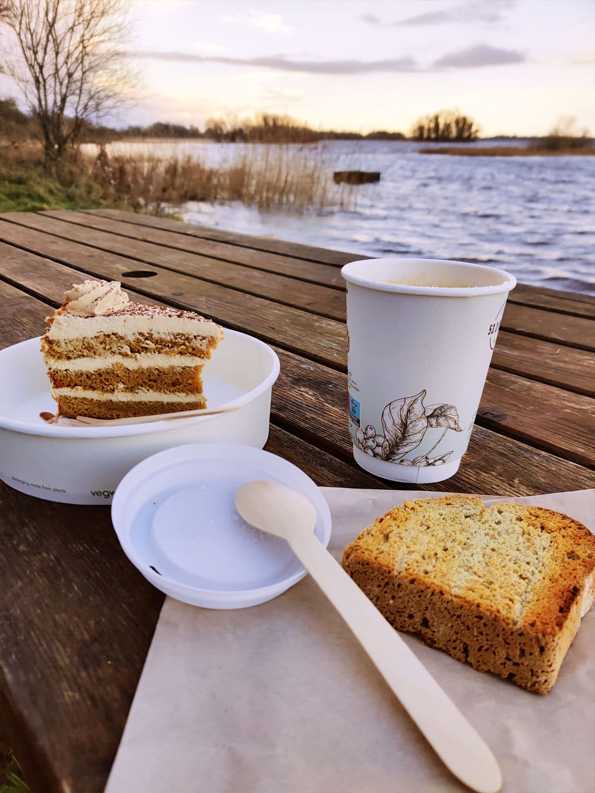 Coffee and cake by the lakeside